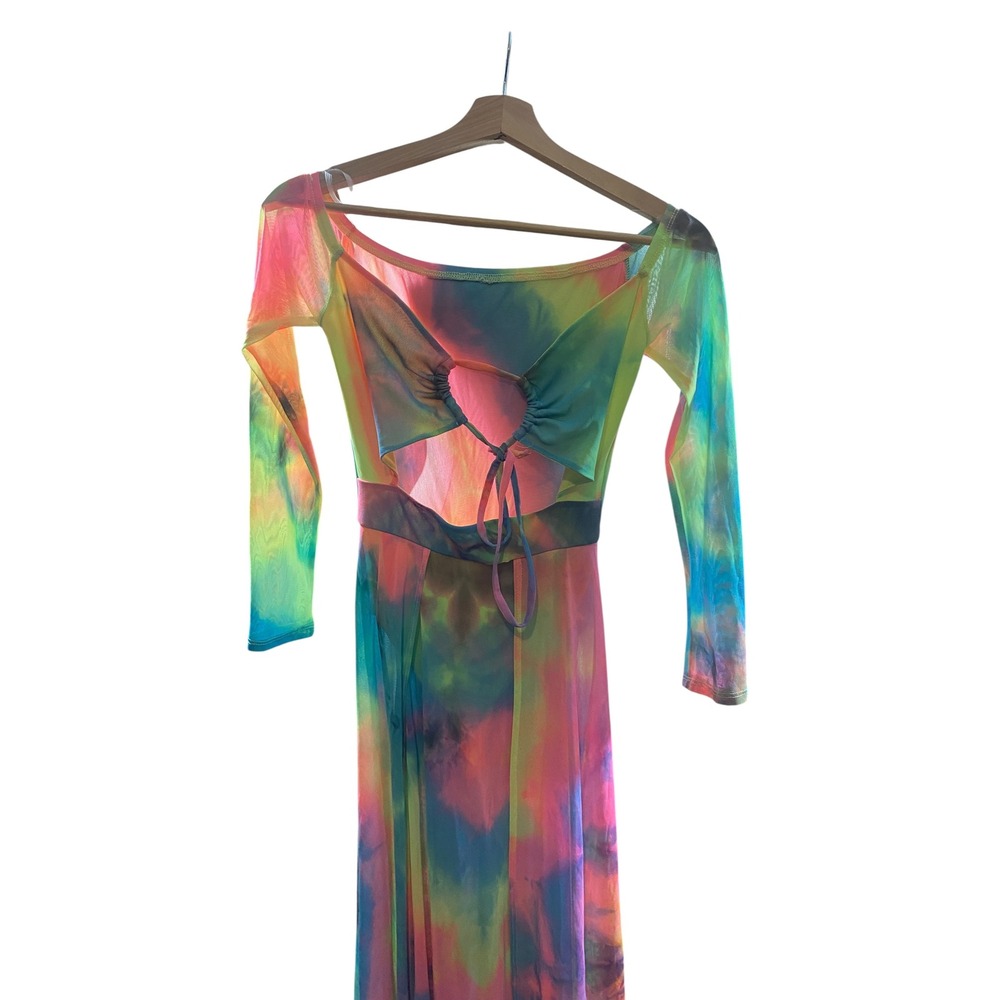 SEXY NEON TIE DYE COLORFUL BEACH DRESS BIKINI BOTTOM Women Small Multicolor